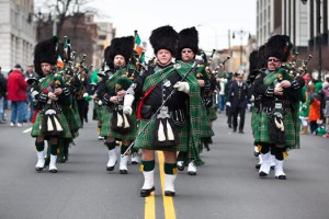 St. Patrick's Day Parade with bagpipes.